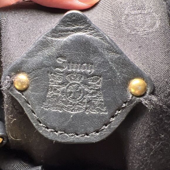 Vintage Juicy Couture Leather Purse Y2K Handbag Black Brass Chunky Chain - Picture 11 of 16